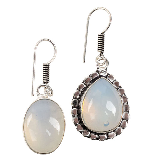 Opalite Cab Plated Brass Earrings