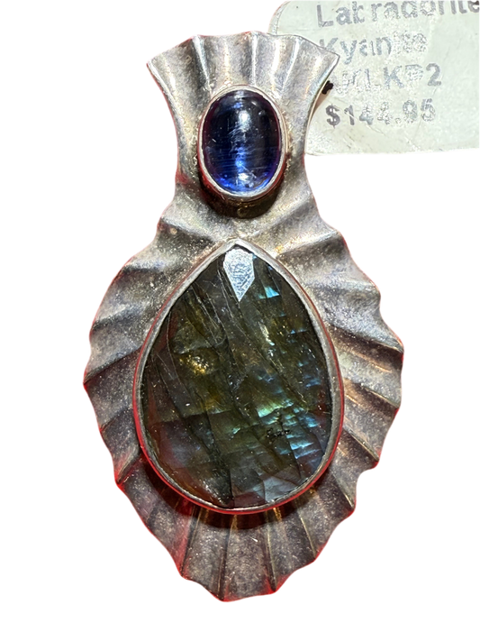 Labradorite with Kyanite SS Pendant