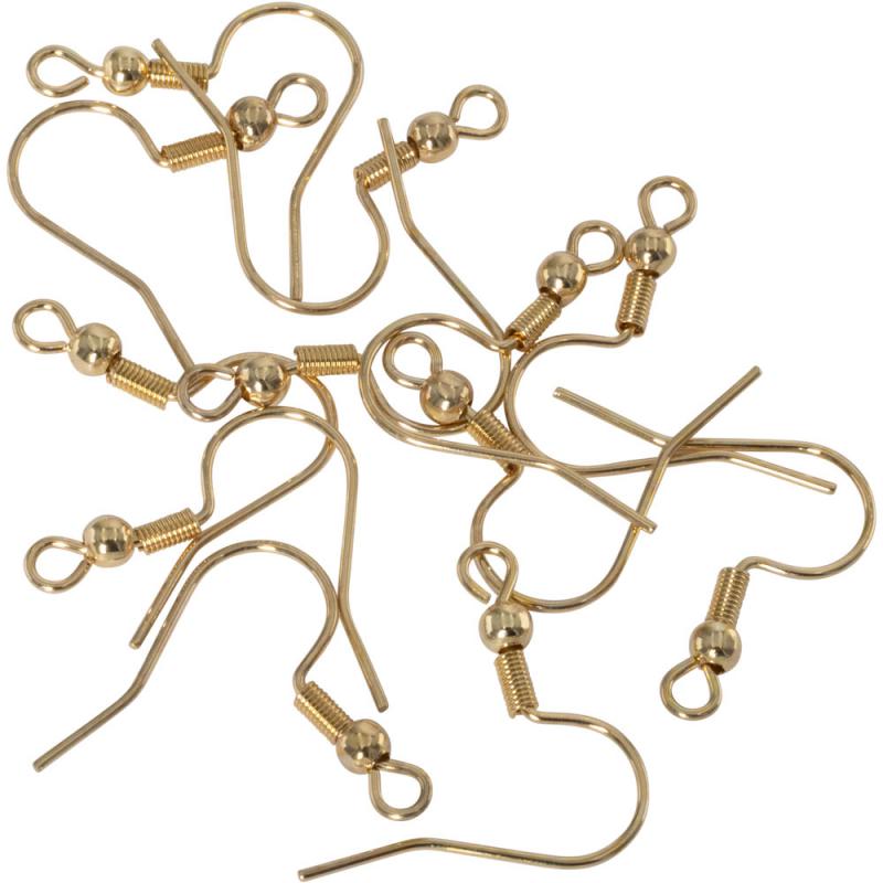 Stainless Steel GOLD TONE EARRING HOOKS W/ Charm Pair