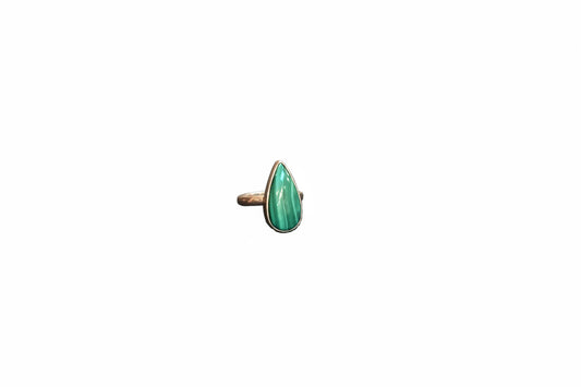 Malachite Drop Polished .925 Sterling Silver Ring Size 9
