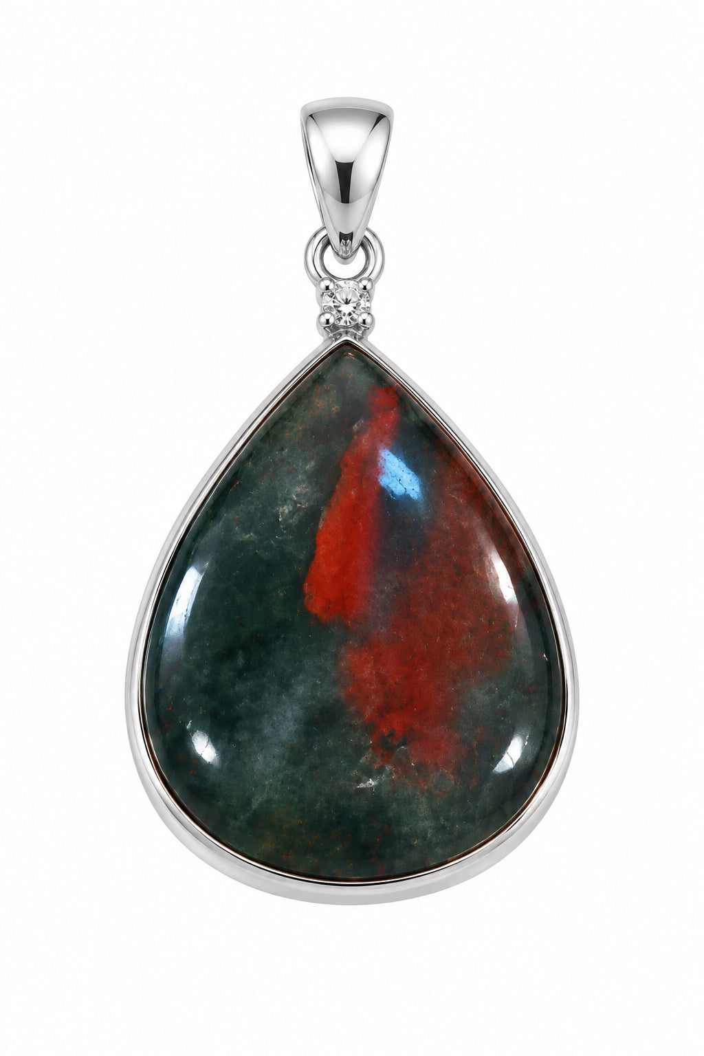 Michigan Pudding Stone ( Seftonite) Drop Cab .925 Silver Pendant