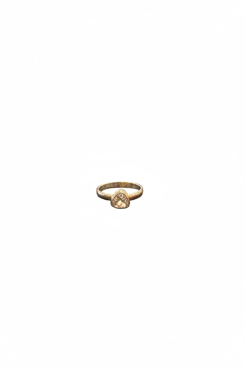 White Topaz Faceted Triangle Sterling Silver Ring Size 10