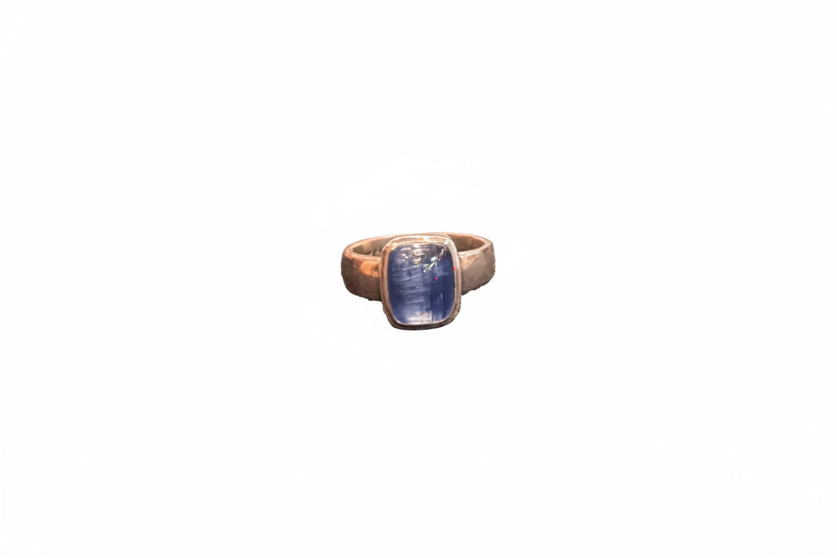 Blue Kyanite Rectangle .925 Sterling Silver Ring Size 8