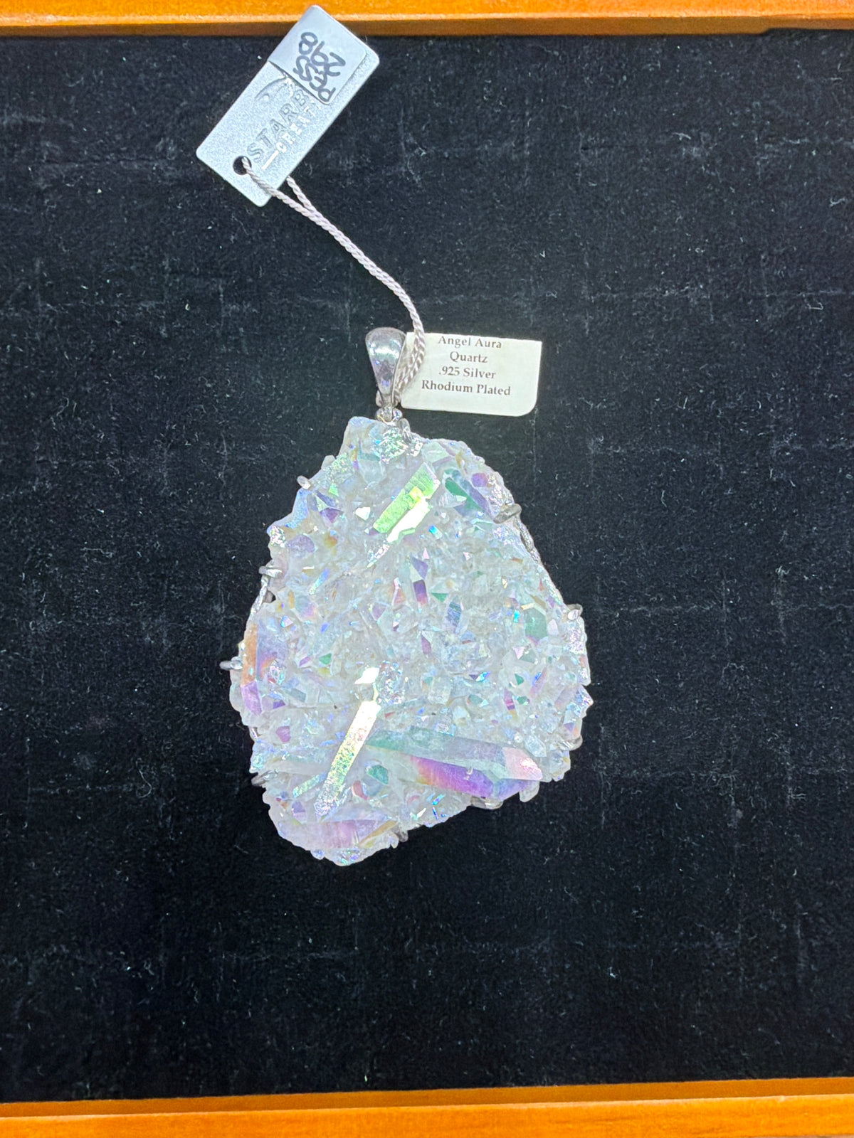 Angel Aura Quartz .925 Silver Rhodium Plated Pendant