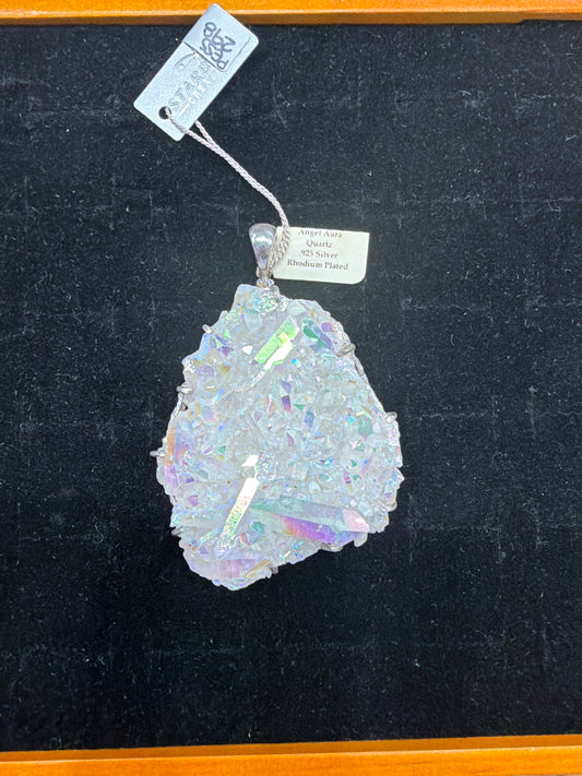 Angel Aura Quartz .925 Silver Rhodium Plated Pendant