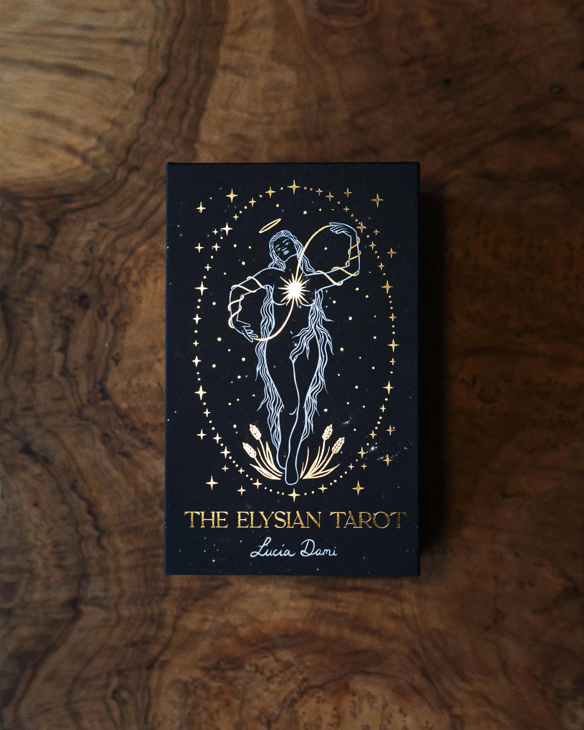 Elysian Radiance Tarot Card Deck – matte eco-friendly 78‑card deck with 100‑page guidebook for intuition.
