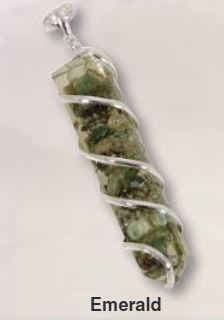 Emerald Orgone Coil Wrapped Point Pendant