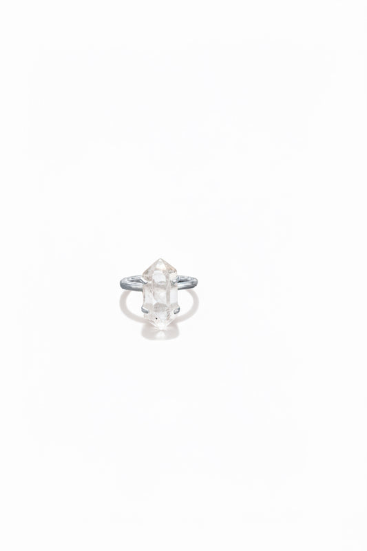 Quartz Double Terminated Point .925 Sterling Silver Ring Size 4