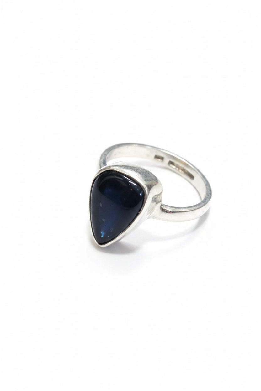 Sugilite Polished Cab Beated Band Sterling Silver Ring Size 7