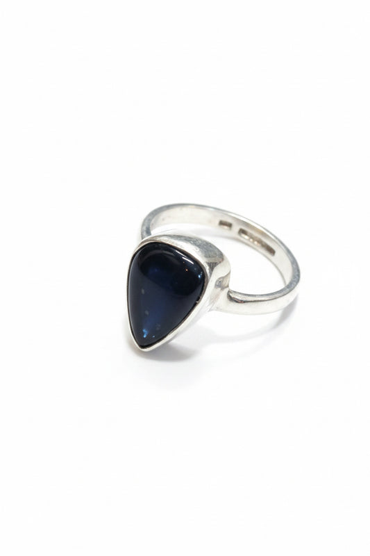 Sugilite Polished Cab Beated Band Sterling Silver Ring Size 7