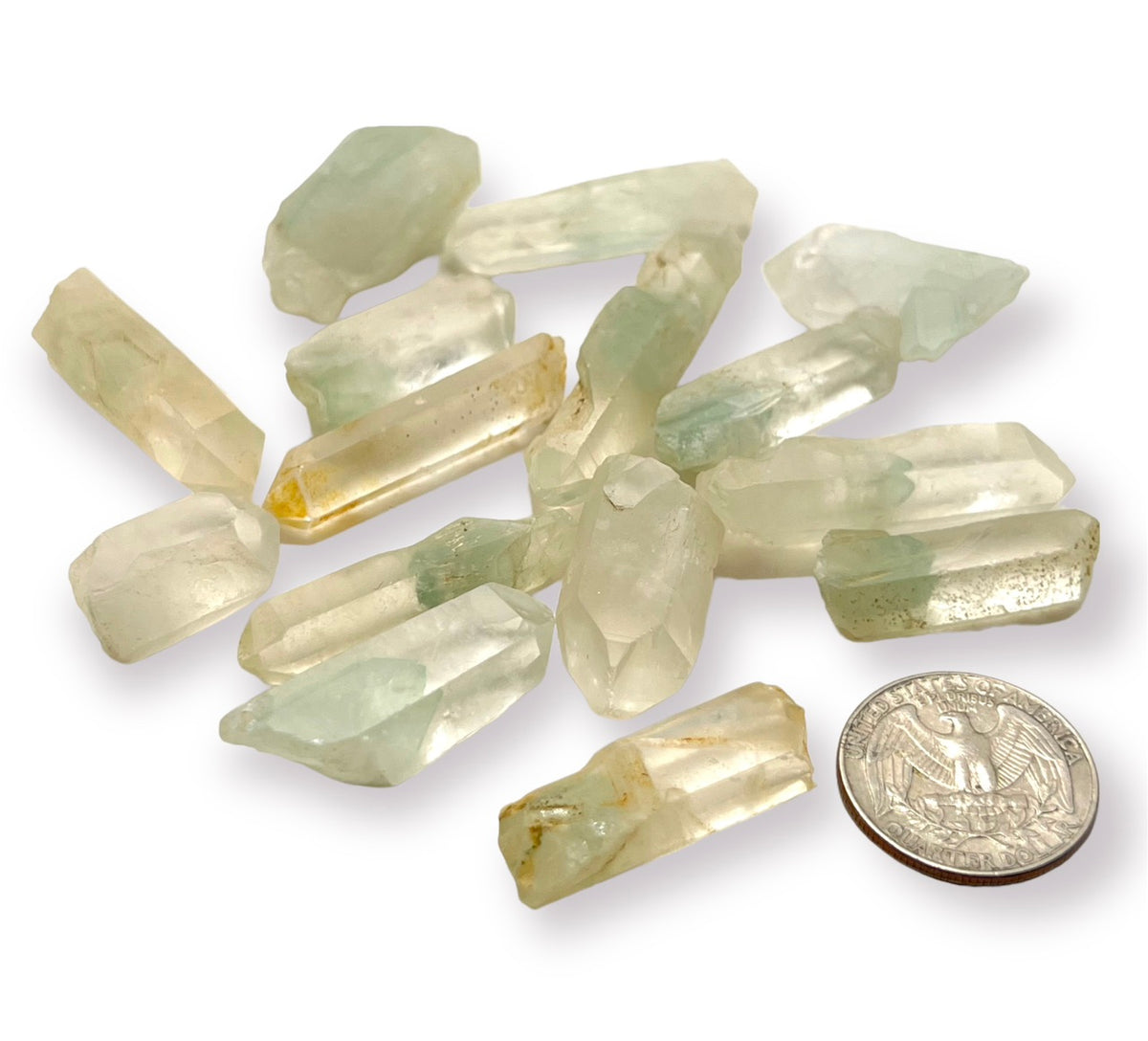 Deva Quartz Green Phantom Crystal - Raw, raw stone at Namaste Bookshop near Union Square, NYC