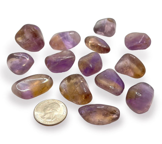 Brazil Ametrine Crystal Tumbled, tumbled stone at Namaste Bookshop near Union Square, NYC
