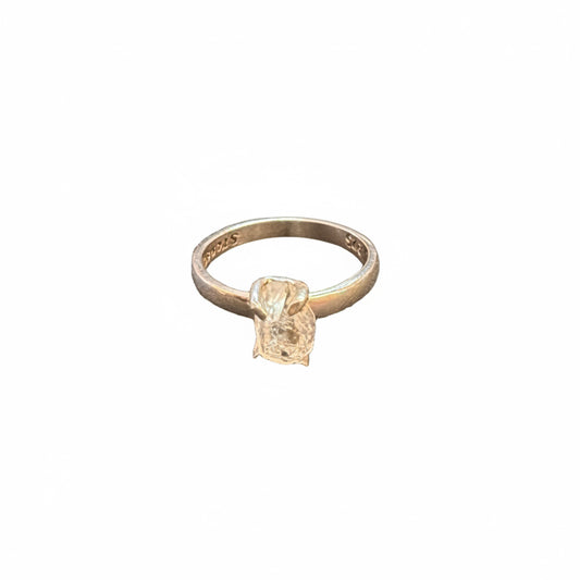 Herkimer Diamond Quartz Natural Claw Set Beated Band .925 Sterling Silver Ring Size 8