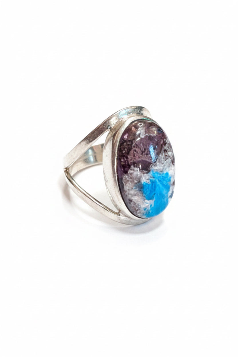 Cavansite .925 Silver Ring Size 8