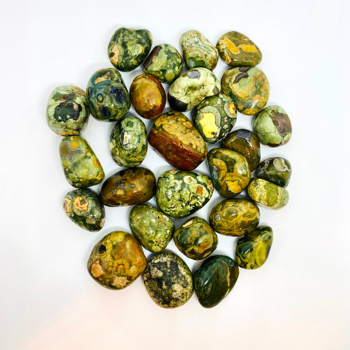 Rainforest Jasper Crystal - Tumbled, tumbled stone at Namaste Bookshop near Union Square, NYC