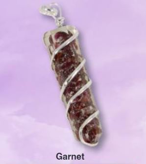 Garnet Orgone Coil Wrapped Point Pendant