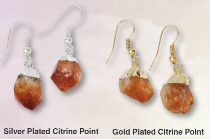 Citrine Point Plated Earrings Brazil