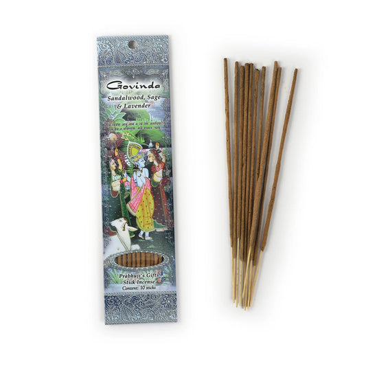 Govinda Sandalwood, Sage & Lavender Prabhuji's Gifts Stick Incense 10 Sticks