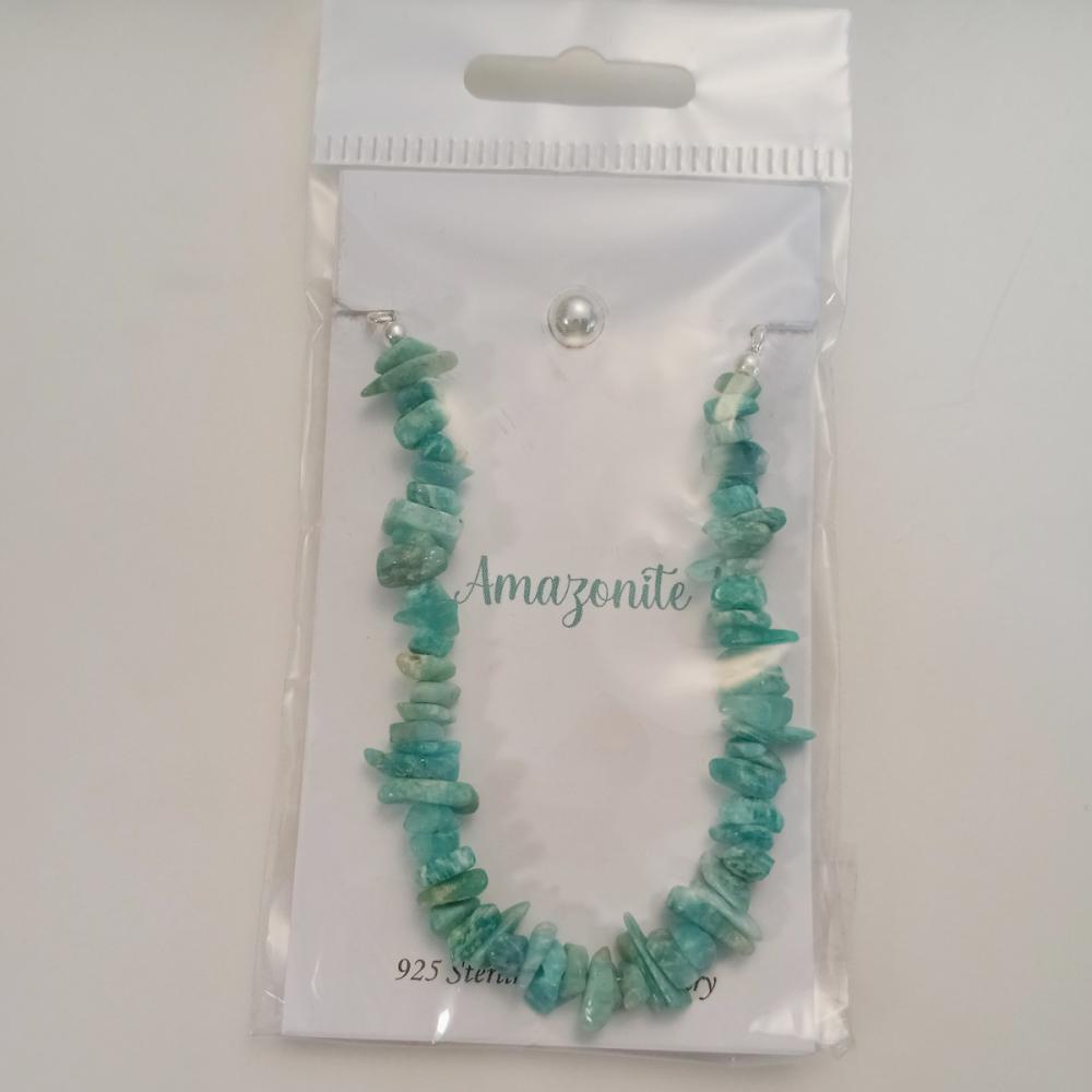 Amazonite Chips Stone .925 Sterling Silver ADJ Bracelets