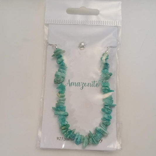Amazonite Chips Stone .925 Sterling Silver Adjustable Bracelets