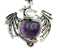 DRAGON ON STONE HEART IN AMETHYST
