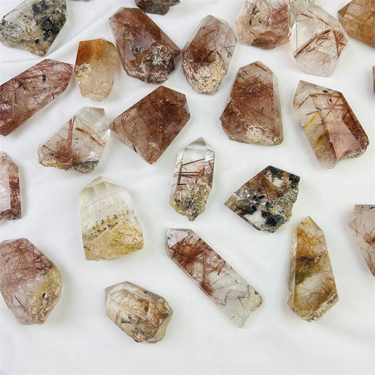 Copper & Gold Rutilated Quartz Raw Base Polished Point