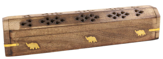 ELEPHANT WOODEN INCENSE COFFIN BOX (12″)