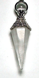 Clear Quartz Hexagon Point Filigree Pendant With Ball