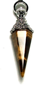 Tiger Eye Hexagon Point Filigree Pendant With Ball