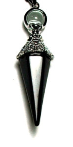 Black Onyx Hexagon Point Filigree Pendant With Ball