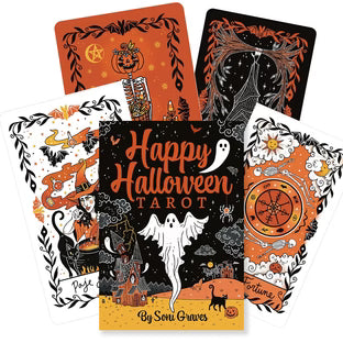Happy Halloween Tarot – festive spooky-themed tarot deck with vibrant Halloween imagery for seasonal readings.
