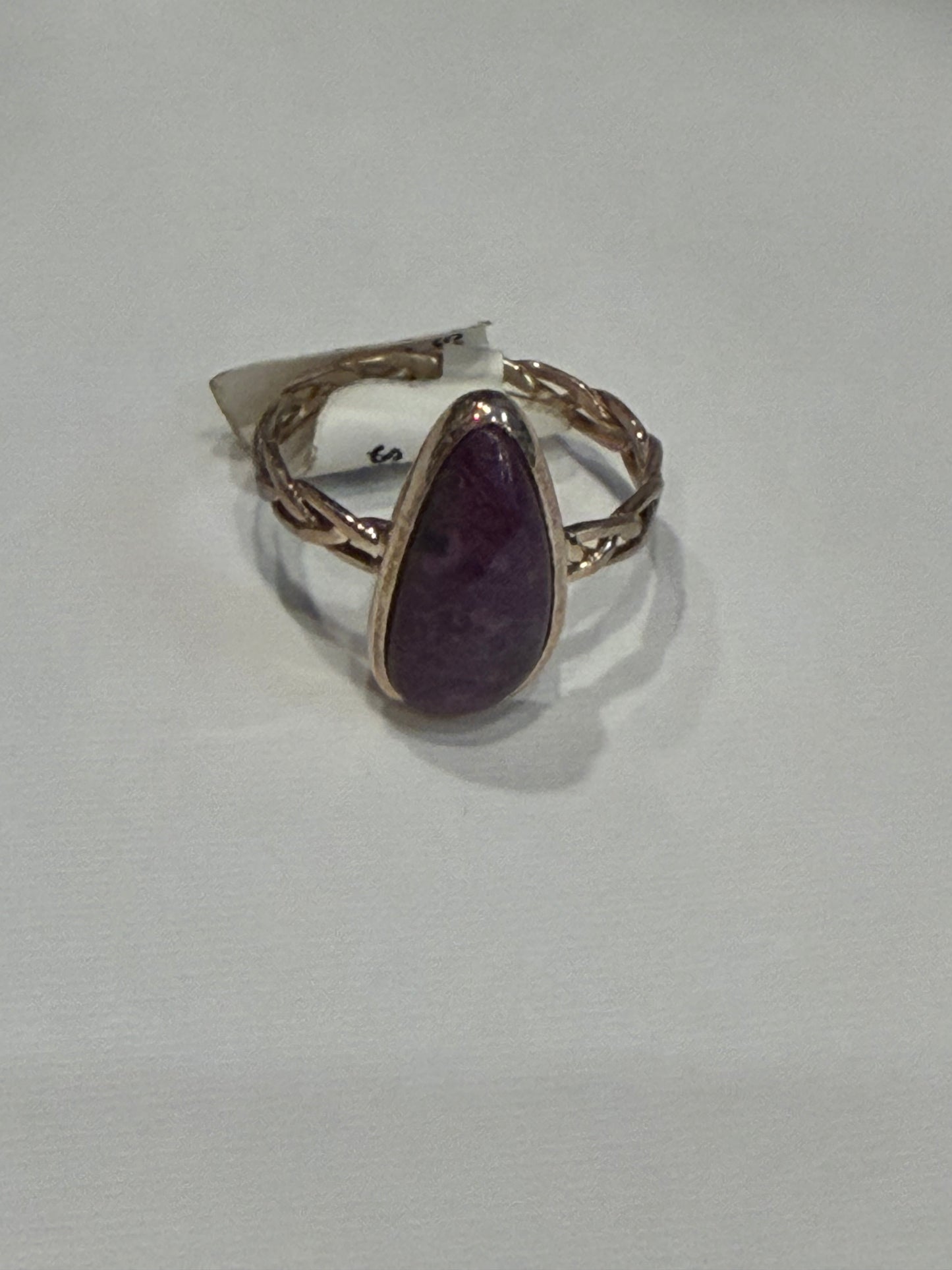 Sugilite Cab Celtic Band Sterling Silver Ring Size 8