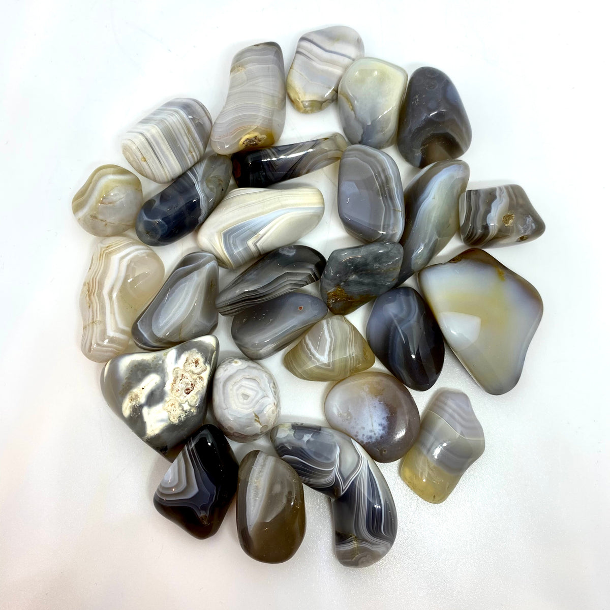 Botswana Agate Crystal Tumbled, tumbled stone at Namaste Bookshop near Union Square, NYC