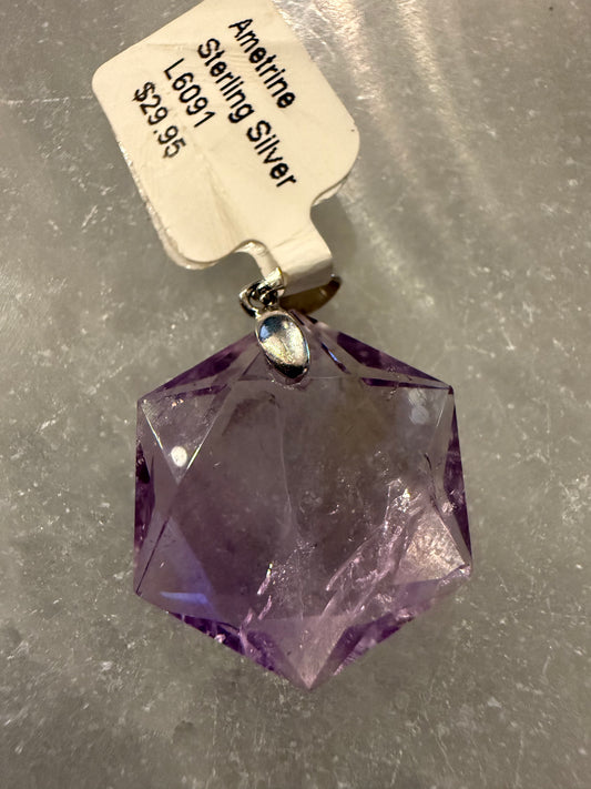 Ametrine Hexagonal Sterling Silver Pendant