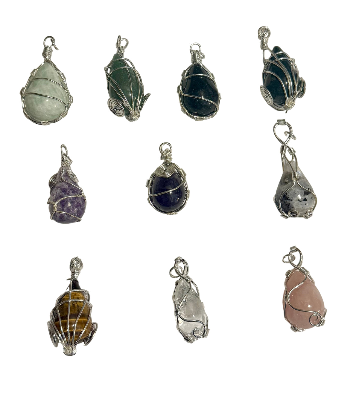 Drop Shape Silver Plated Wire Wrapped Pendant