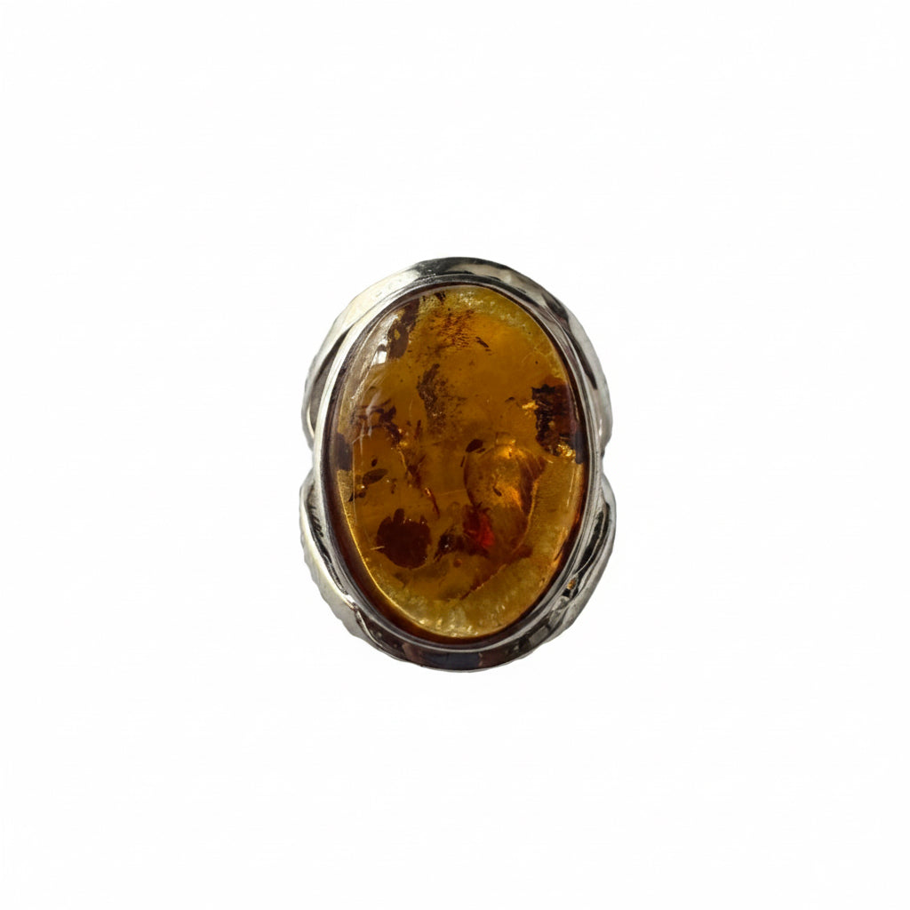 Amber .925 Silver Ring Size 6