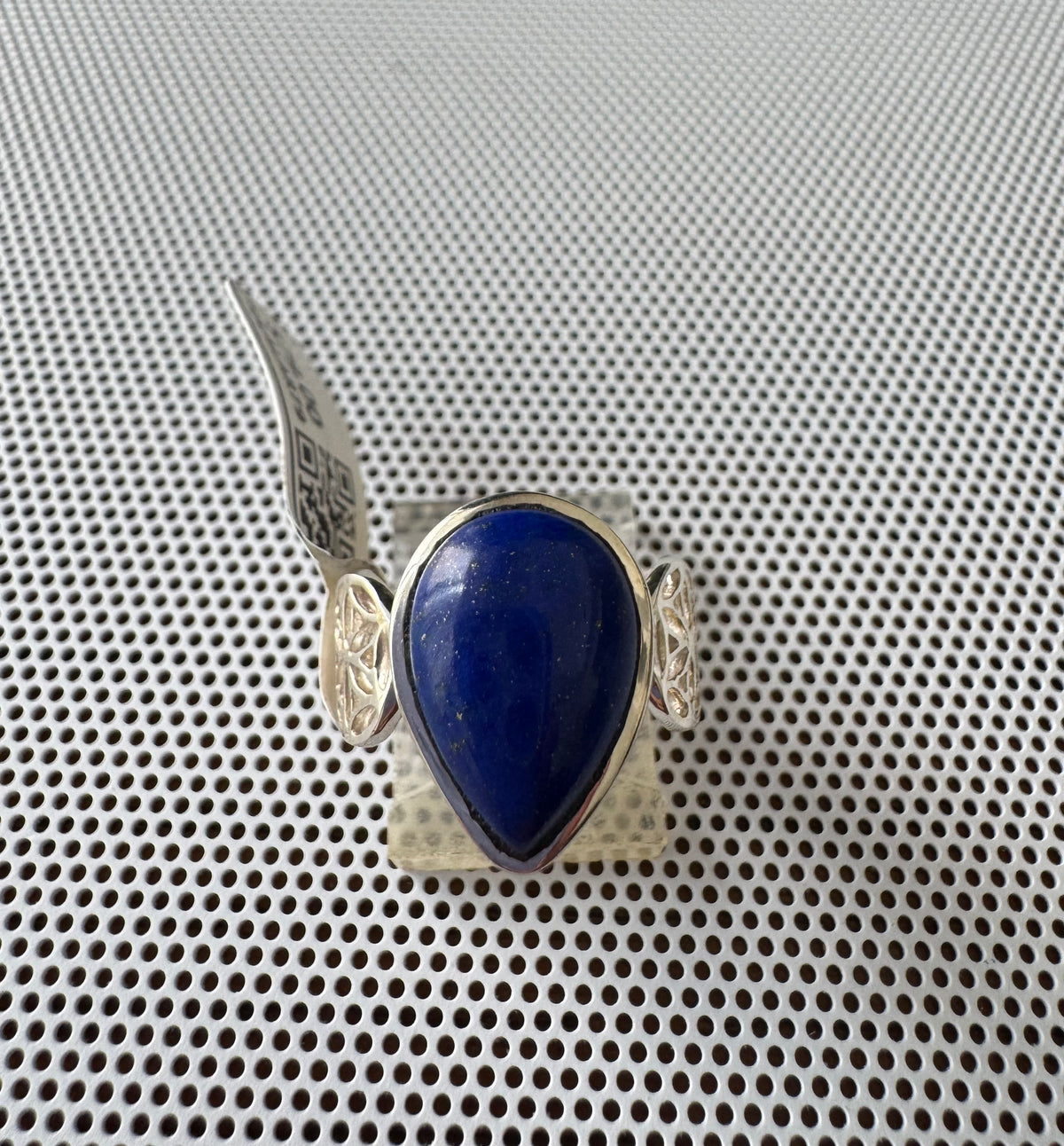 Lapis Lazuli Flower of Life .925 Silver Ring Size 6.5