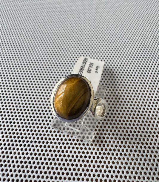 Tiger Eye .925 Silver Ring Size 8