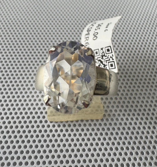 Clear Quartz .925 Silver Ring Size 6