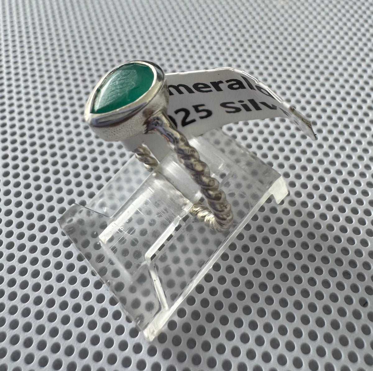Emerald .925 Silver Ring Size 5