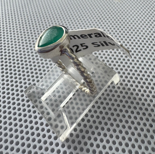 Emerald .925 Silver Ring Size 5