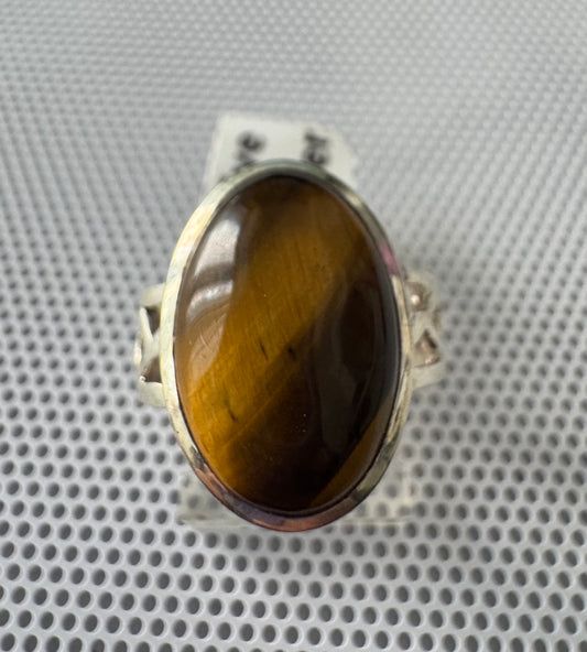 Tiger Eye .925 Silver Ring Size 7