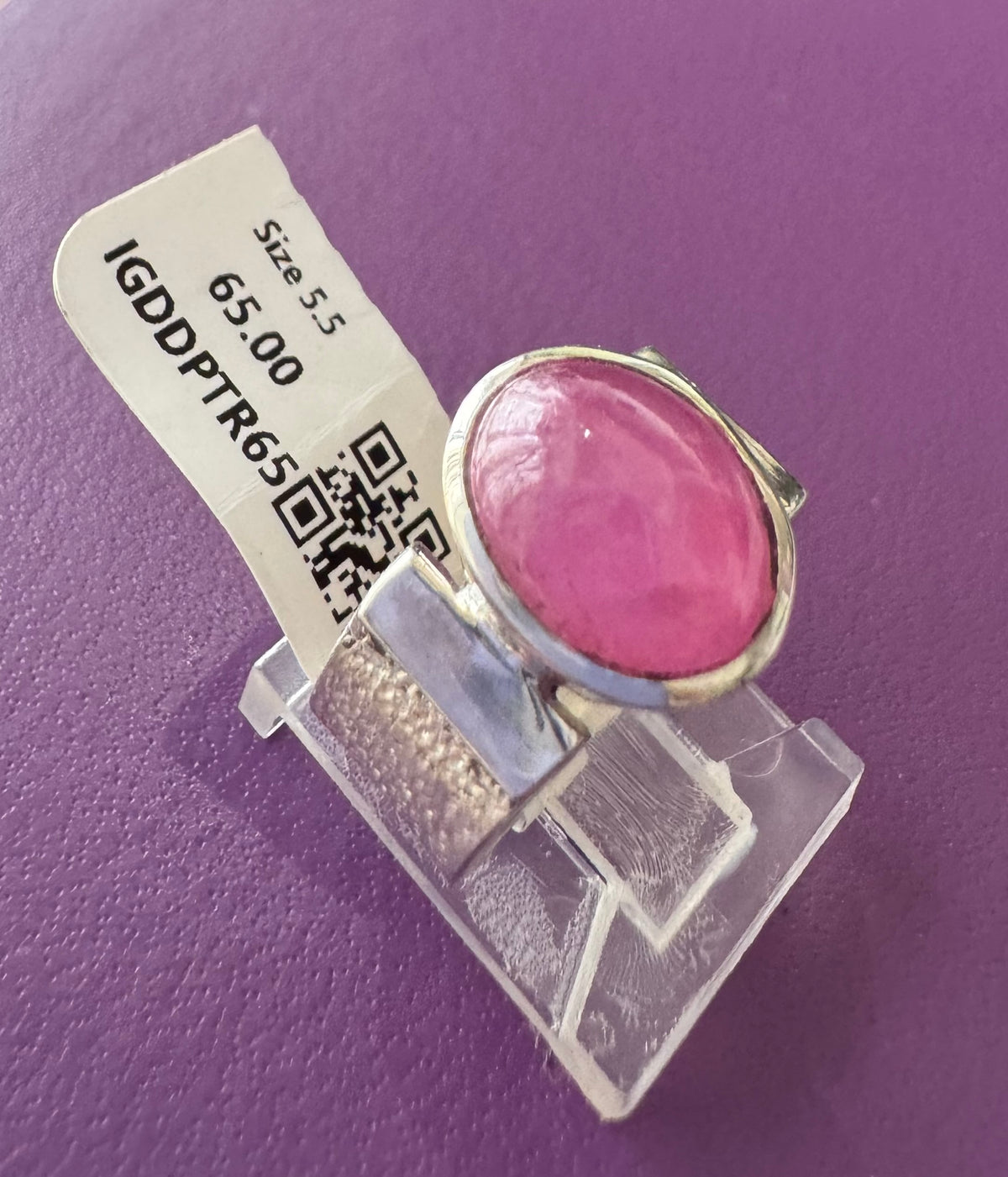 Pink Tourmaline .925 Silver Ring Size 5.5
