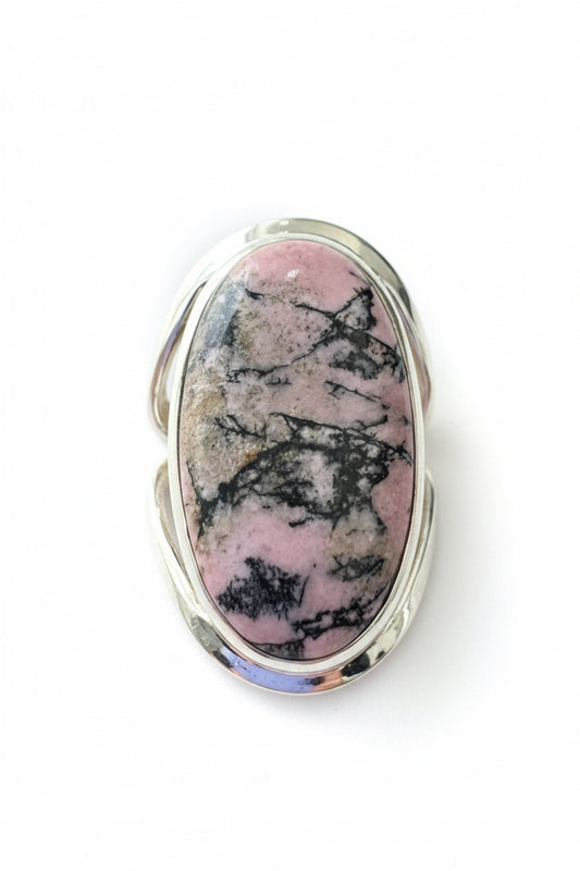Rhodonite .925 Silver Ring Size 9
