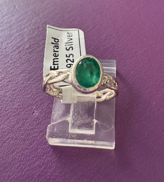 Emerald .925 Silver Ring Size 5