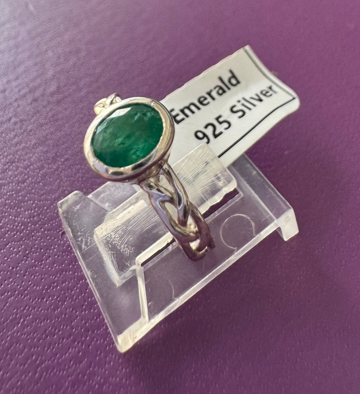 Emerald .925 Silver Ring Size 5
