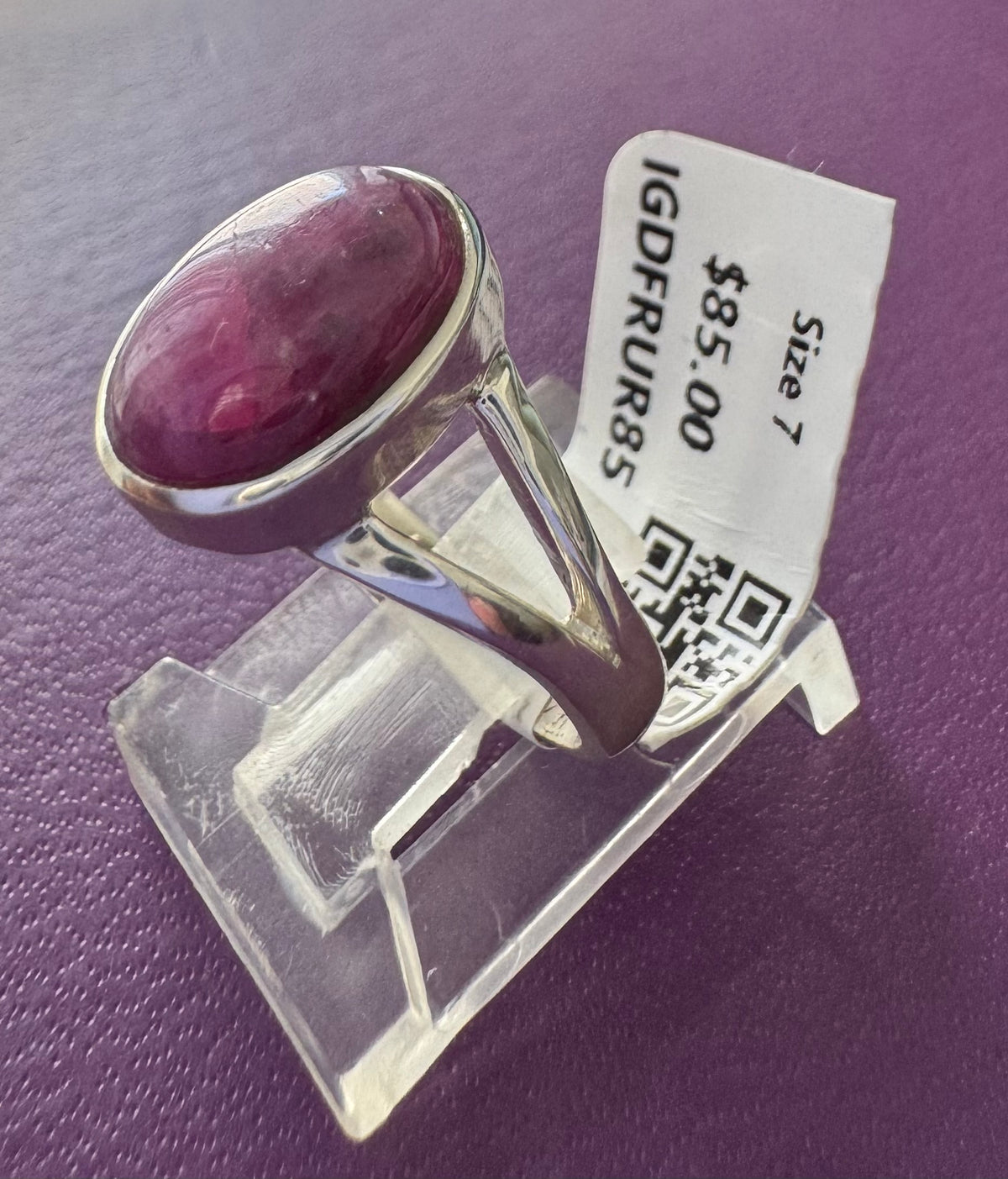 Ruby .925 Silver Ring Size 7