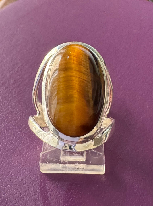Tiger Eye .925 Silver Ring Size 7