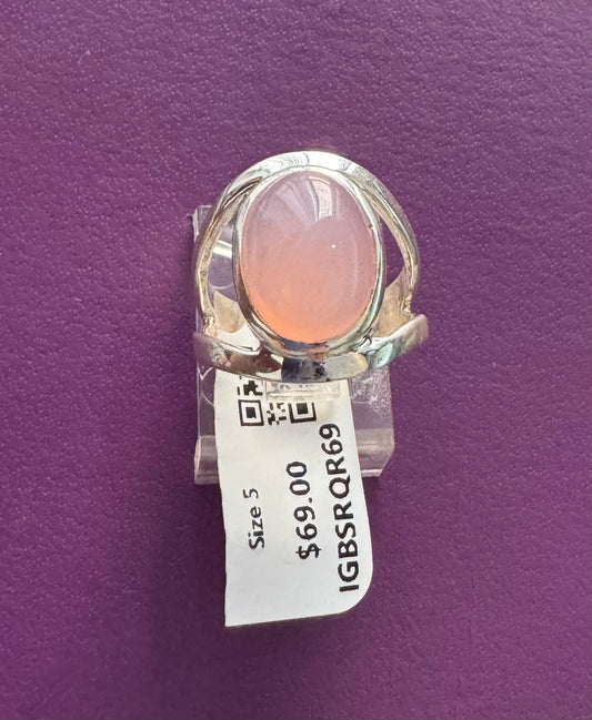 Rose Quartz .925 Silver Ring Size 5