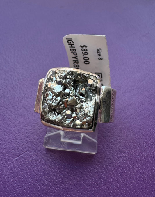 Pyrite .925 Silver Ring Size 8